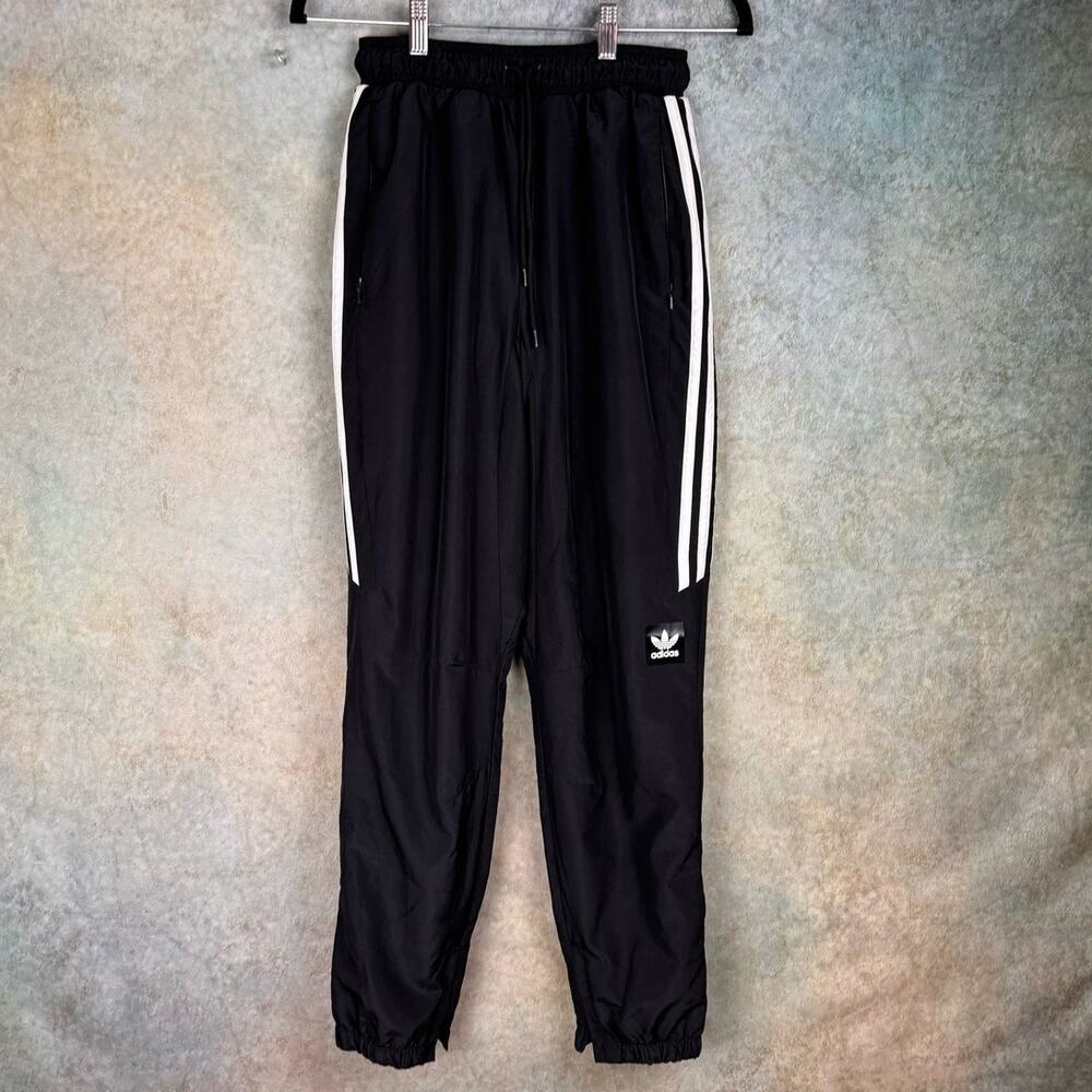 Adidas Track Jogger Pants Sz Small Black Striped Sportswear Climalite Trefoil